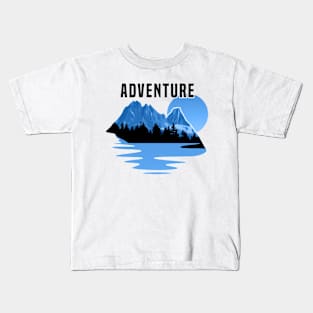 Adventure Landscape Mountain Blue - Hiking Kids T-Shirt